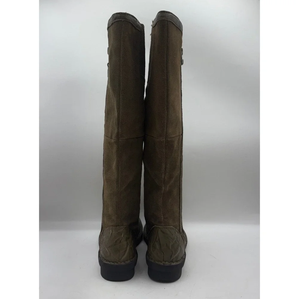 Clarks Nikki Park Green‎ Suede Leather Knee High Side Zip Boots Womens Size 6.5M